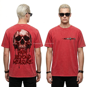 T-shirt bleu ciel épais avec motif géométrique crâne Brain Blast – Streetwear homme – Service de fabrication sur mesure pour fournisseurs - Product Image 6