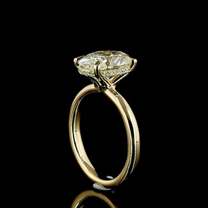 Bague de fiançailles ovale certifiée IGI 3 carats en or jaune véritable 14K, coupe brillante, solitaire, bijoux fins, bague de mariage, vente en gros - Product Image 5