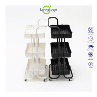 COMBO Chariot roulant mobile à 3 niveaux en acier au carbone, pliable et détachable, pour cuisine, salle de bain, garage, salon, moderne, 65 kg