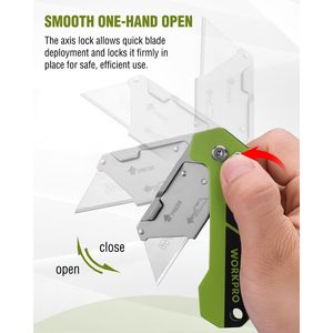Navaja de Bolsillo Plegable de Cambio Rápido con Clip para Cinturón y Bloqueo de Eje, Cuchillo Utilitario con 10 Cuchillas Adicionales, Cuchilla para Abrir Cajas, Cuchilla de Afeitar - Product Image 2