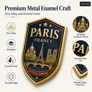 Aimants de réfrigérateur en métal personnalisés en gros, badges de ville, souvenirs de voyage, fournisseur d'usine OEM ODM - Product Image 4
