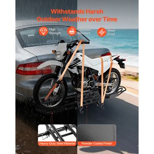 Portamotos de Acero Reforzado para Remolques, Capacidad de 500 Libras, Montaje en Enganche, Dispositivo Antivuelco con Bloqueo, Correas Estabilizadoras para Scooters - Product Image 3