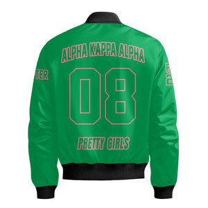 Chaqueta Bomber Verde Alpha con Escudo de Letras Griegas 1908 de la Universidad Howard, Chaqueta Bomber Casual con Cierre Frontal - Product Image 6