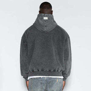 Sudadera con capucha personalizada para hombre, oversize, con hombros caídos, lisa, estilo streetwear, de algodón pesado, con lavado ácido, vintage - Product Image 2