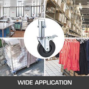 Lot de 4 roulettes pivotantes en caoutchouc robustes de 5 pouces avec double verrouillage, tige carrée de 1,26 pouce, capacité de 440 lb - Product Image 3