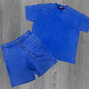 Custom Unisex 100% Cotton 2 Piece Outfits Oversized T-shirt and Shorts <b>Set</b> Two Piece Men's t Shirt and Shorts <b>Sets</b> - Product Image 2