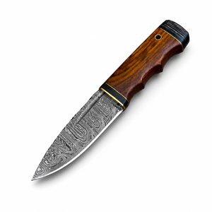 Couteau Skinner en acier Damas fait main, lame nette, manche en bois, couteau d'extérieur, couteau de camping - Product Image 3