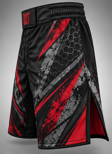 Shorts MMA pour hommes, noir, rouge, gris, imprimé par sublimation, shorts de combat athlétiques, évacuation de l'humidité, séchage rapide, respirant, extensible - Product Image 4