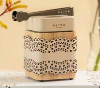 Nouveauté Lampe à parfum en bois Aliya couleur crème Diffuseur d'aromathérapie en bambou Design unique découpé au laser