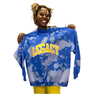 Women Handmade Legacy Crewneck Sweatshirt Custom Greek Letter Embroidered Pullover <b>Long</b> <b>Sleeve</b> Casual College Campus Fleece <b>Top</b> - Product Image 1