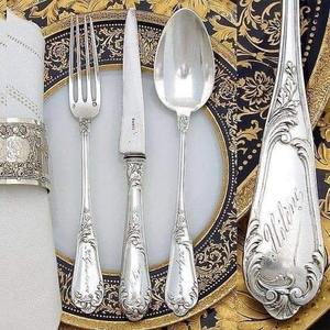 Ensemble de couverts de luxe en acier inoxydable argenté, cuillère, fourchette et couteau modernes gravés, écologiques, finition miroir, pour table royale, qualité supérieure - Product Image 5