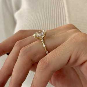 5 Carat Oval E VS1 Lab Grown Diamond Bubble Engagement <b>Ring</b> , <b>Dainty</b> Nature Inspired <b>Ring</b> in Yellow Gold , IGI Certified - Product Image 2