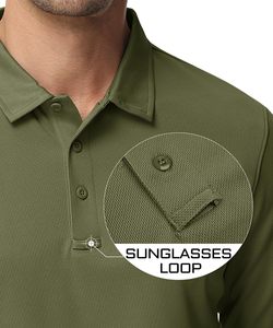 Camiseta de Manga Larga con Cuello Polo y Cierre de Botones, Colección Hogar, Básica, Verde Oscuro Sólido, con Logotipo Personalizado - Product Image 3