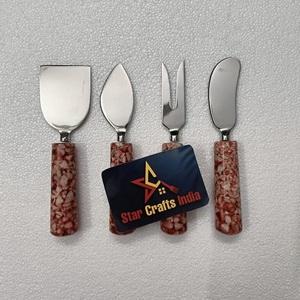 Best Selling <b>Cheese</b> Butter Knife 4 Pieces <b>Set</b> Stainless Steel & Resin <b>Cheese</b> <b>Sets</b> Curving Handle Tableware <b>Cheese</b> Slicer Knives - Product Image 4