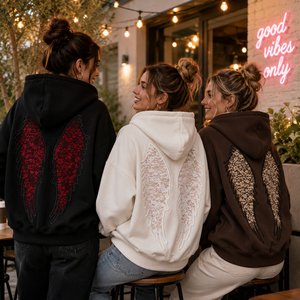 Sudadera con capucha y cremallera personalizada con alas de ángel, estilo gótico bordado, de forro polar oversize, unisex, ropa urbana, OEM, ODM, marca privada - Product Image 3