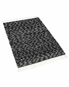 Black White Woven Modern <b>Door</b> <b>Mat</b> Beaded Entry Rug Fringe Floor <b>Mat</b> <b>Machine</b> <b>Washable</b> Outdoor for Front <b>Door</b> Porch Hallway - Product Image 2