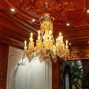 Lámpara de Araña de Cristal K9 de Lujo, Estilo María Teresa Dorada, para Decoración de Vestíbulo de Hotel, Luces Colgantes Grandes - Product Image 5