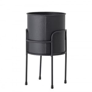 Pot de fleurs et jardinière en métal de style nouveau, de forme ronde, avec support noir, finition antique de haute qualité - Product Image 5