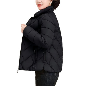 Women's <b>Quilted</b> <b>Jacket</b> Solid Color Winter Outerwear Thick Polyester Stand Collar Full Sleeve Zipper Closure - Product Image 6