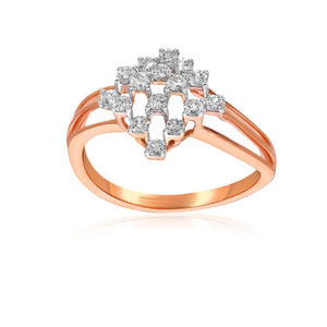 แหวนเพชร Joyful Sparkle ดีไซน์เรขาคณิตสีโรสโกลด์สำหรับผู้หญิง แหวนวงเรียบหรูสไตล์โมเดิร์น - Product Image 3