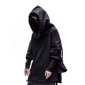 Sweat à capuche streetwear techwear unisexe, style tactique cyberpunk darkwear, noir, coupe oversize, gothique, urbain, automne, décontracté - Product Image 3