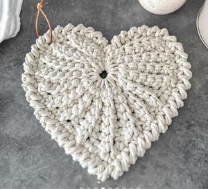 Warm Handcrafted Crochet Heart Coasters Brown Cream Edge Drink <b>Protectors</b> Heatproof Holiday <b>Table</b> Toppers Home Essential - Product Image 4