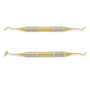 Détartreur dentaire manuel en acier inoxydable avec poignée moletée, instrument chirurgical en métal argenté de classe I, Shuja Surgico - Product Image 2