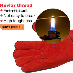 Gants de soudage tactiques résistants à la chaleur, en cuir de vachette pleine fleur, avec coutures en Kevlar, durables, faits à la main, confortables, longueur coude, usage intensif - Product Image 5