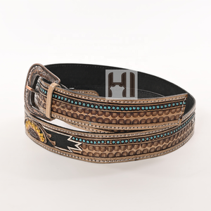 Correa de guitarra ajustable de cuero genuino de vaca, correa de repuesto de cuero repujado - Product Image 3