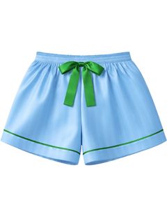 Sky Blue Green Satin Women Pajama Set Silk Sleepwear <b>Spaghetti</b> <b>Strap</b> Cami And Shorts Soft Luxury Nightwear Summer Lounge Set - Product Image 3