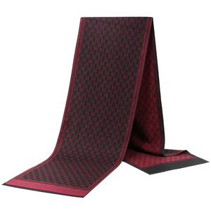 Écharpe Homme en Acrylique Imitation Cachemire Style Européen et Américain, Jacquard Imprimé Décontracté, Cache-cou Brossé Chaud pour l'Hiver - Product Image 1