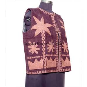 Chaleco vintage hecho a mano 100% algodón cotrize para mujer, transpirable, para otoño, multiestación, con diseño de bordado floral, chaleco tipo chaqueta. - Product Image 3