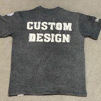 T-shirt tricoté pour homme en polyester/coton épais de haute qualité, coupe droite, épaules tombantes, design personnalisé vieilli, délavage acide