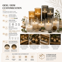 Ensemble de bougies LED en verre OEM en gros, bougies piliers sans flamme avec télécommande, bougies LED sans flamme en verre fumé