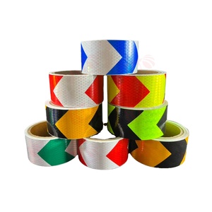 เทปสะท้อนแสงสีเหลืองเรืองแสง ลูกศรสีเหลืองสะท้อนแสง เทปเตือนสำหรับรถยนต์ รถบรรทุก สติ๊กเกอร์สะท้อนแสง 50 มม. กันน้ำ ป้องกันรังสียูวี - Product Image 1