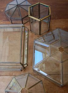 Metal & Glass Octagonal Jewellery Box in Gold - Product Image 3