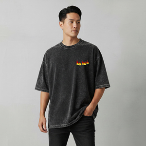 Hot Selling article Acid Wash 100% Cotton 280GSM Heavyweight Summer Casual Wear loose fit streetwear Men's T-Shirt - Product Image 1