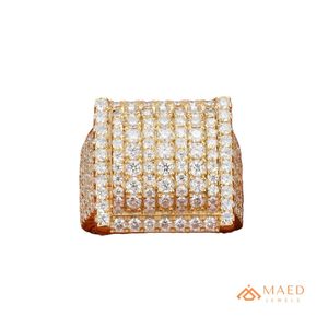 <b>Mens</b> Gold Tone Moissanite Square <b>Ring</b> Luxury Hip Hop Engagement Wedding Statement Jewelry Fashion Wear - Product Image 1