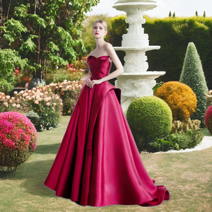 Élégante <span class=keywords><strong>robe</strong></span> de mariée bordeaux à une épaule pour <span class=keywords><strong>femme</strong></span> à la mode grandes tailles pour un usage quotidien - Product Image 2