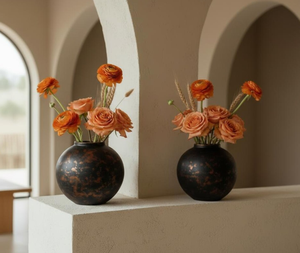 Hot Rustic Iron Gold Plated Flower <b>Vase</b> Handmade Detailing Vintage Finish Coastal Eco-Friendly for Traditional Interior Display - Product Image 4