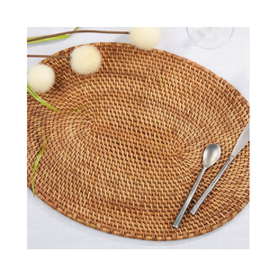 Authentic Handmade Rattan <b>Placemat</b> With <b>Round</b> Woven Design, Natural Craft Tableware, Eco Export From Vietnam - Product Image 5