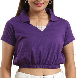 Polo de tela elástica para mujer, corte ajustado, polo ligero de verano para mujer, polo con cuello acanalado para mujer - Product Image 2