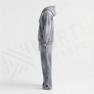 Conjunto Deportivo Informal con Capucha para Hombre, Lavado Ácido, Transpirable, Cómodo, de Algodón Premium y Felpa - Product Image 3