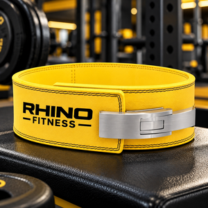 RHINO FITNESS Neoprene Adjustable Weightlifting Belt with Lumbar Support Yellow Wrap Around <b>Waist</b> Support for Adults - Product Image 1