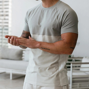 <b>Custom</b> Panel <b>Design</b> Men's 100% Cotton Knitted Gym T-<b>Shirt</b> with <b>Custom</b> Print Breathable Fitness Wear - Product Image 4