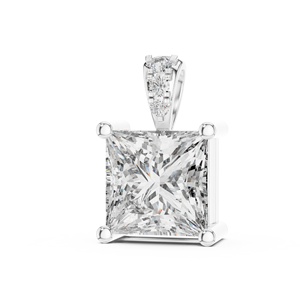 Colgante de Plata de Ley 925 con Moissanita Corte Princesa, Engaste de Bisel, Bañado en Rodio, Joyería para Regalo de Aniversario o Boda - Product Image 1