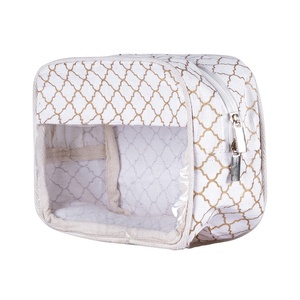 กระเป๋าเครื่องสำอางแบบมีซิปใส กันน้ำ ขนาดใหญ่ สำหรับเดินทาง ผลิตจากผ้าแคนวาสเป็นมิตรกับสิ่งแวดล้อม พร้อมหูหิ้วแบบพกพา ดีไซน์สวยงาม - Product Image 3