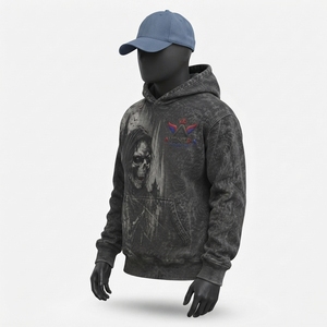 Sweat-shirts à capuche délavés pour hommes, best-sellers, style streetwear oversize tendance avec personnalisation de marque, fabrication directe usine - Product Image 2