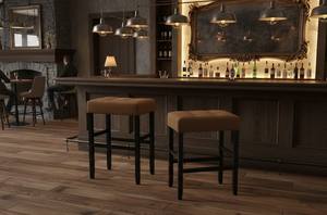 Ensemble de 2 tabourets de bar et de comptoir en cuir PU, ensemble de tabourets capitonnés en cuir PU, ensemble de tabourets rembourrés en PU avec structure en bois massif, hauteur bar et comptoir - Product Image 5