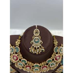 Niharika Heritage Gold Plated CZ <b>Bridal</b> <b>Necklace</b> & <b>Earring</b> <b>Set</b> for Women - Product Image 4